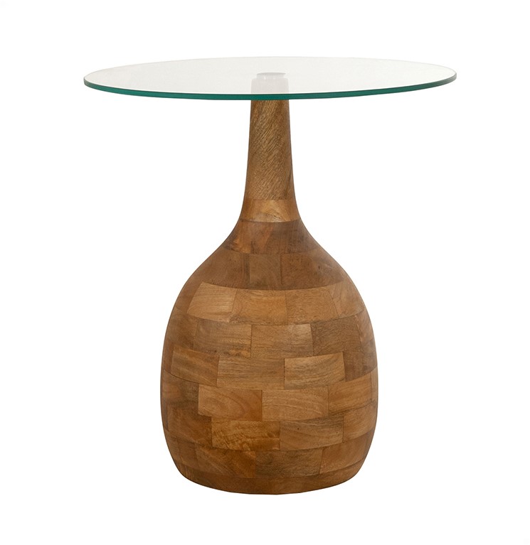 Stella Coffee Table Ø50, H55, Smooth Natural, Clear Glass