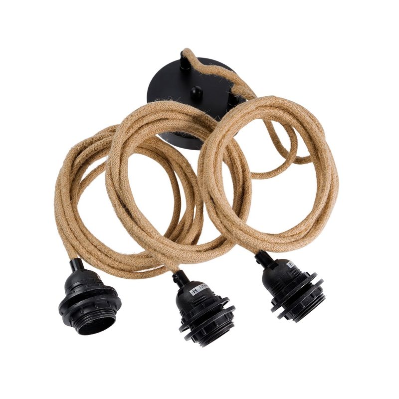 Fitting Lamps Ceiling, Natural Black, 3 Fittings