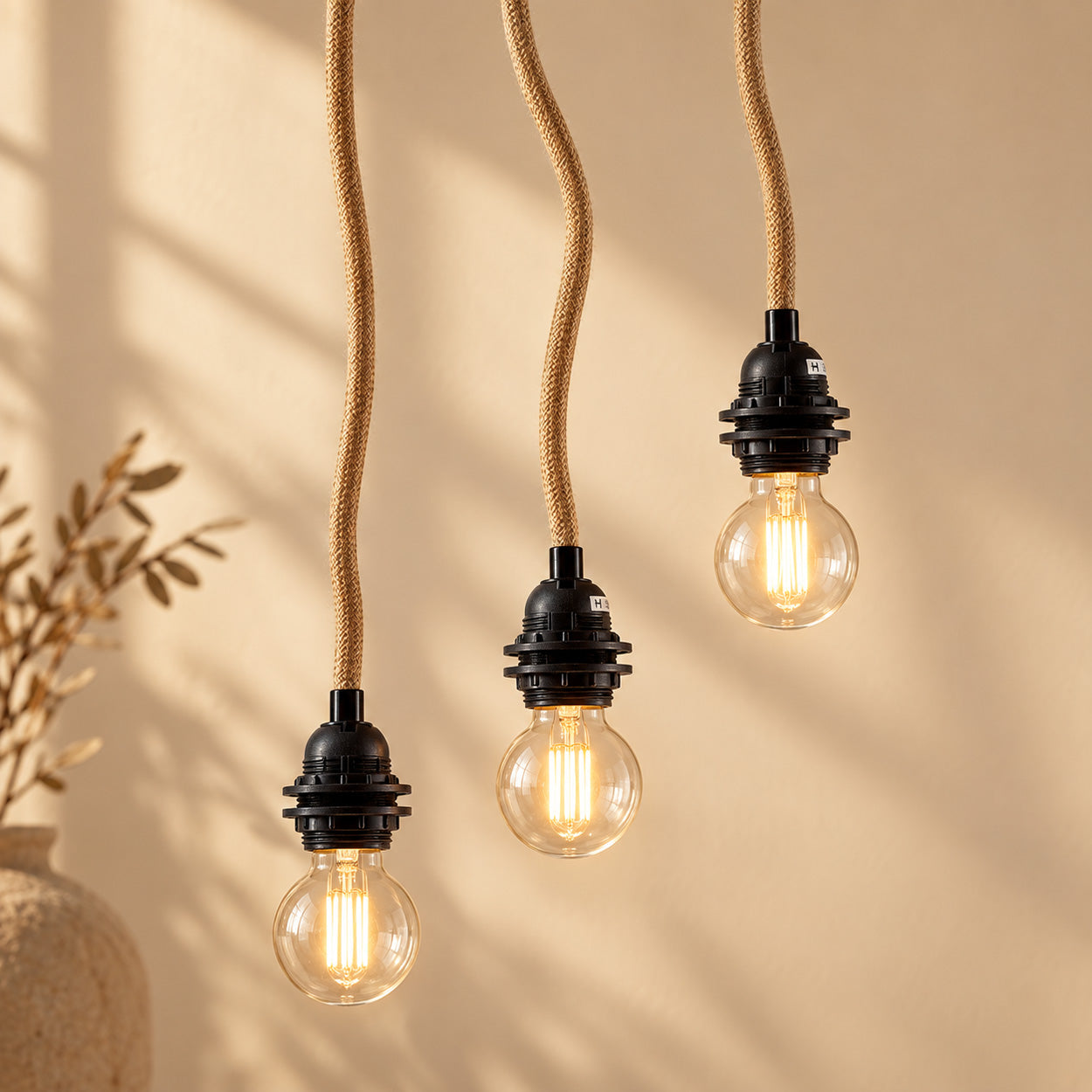 Fitting Lamps Ceiling, Natural Black, 3 Fittings — 2