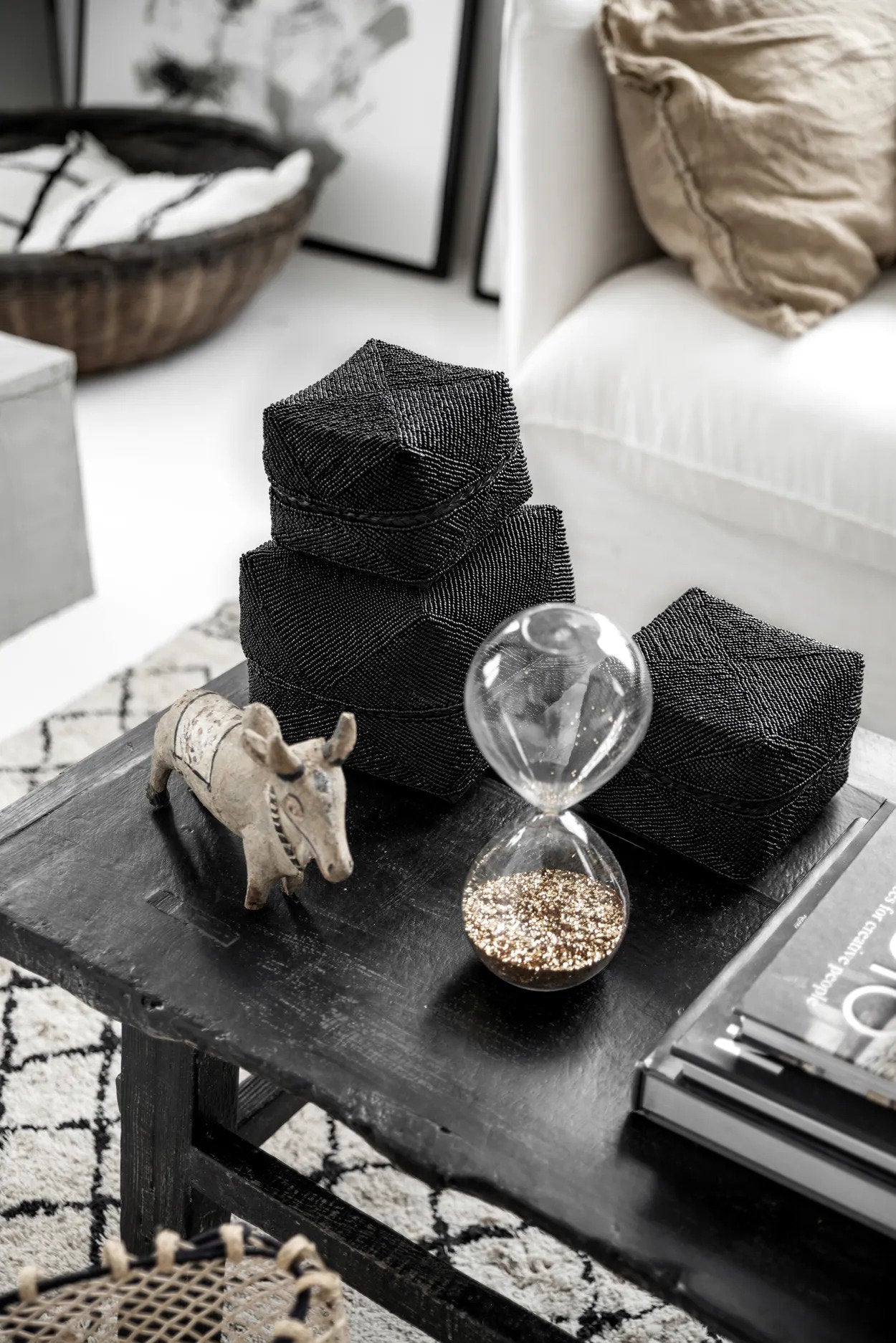 The Beaded Basket, Black, L — 2