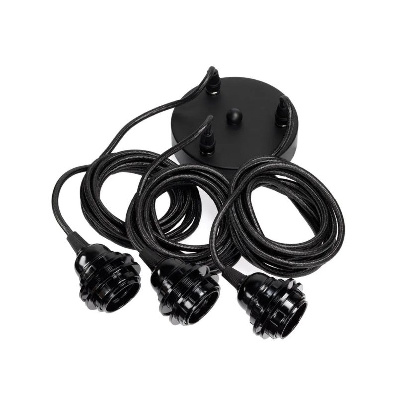 Fitting Lamps Ceiling, Black, 3 Fittings