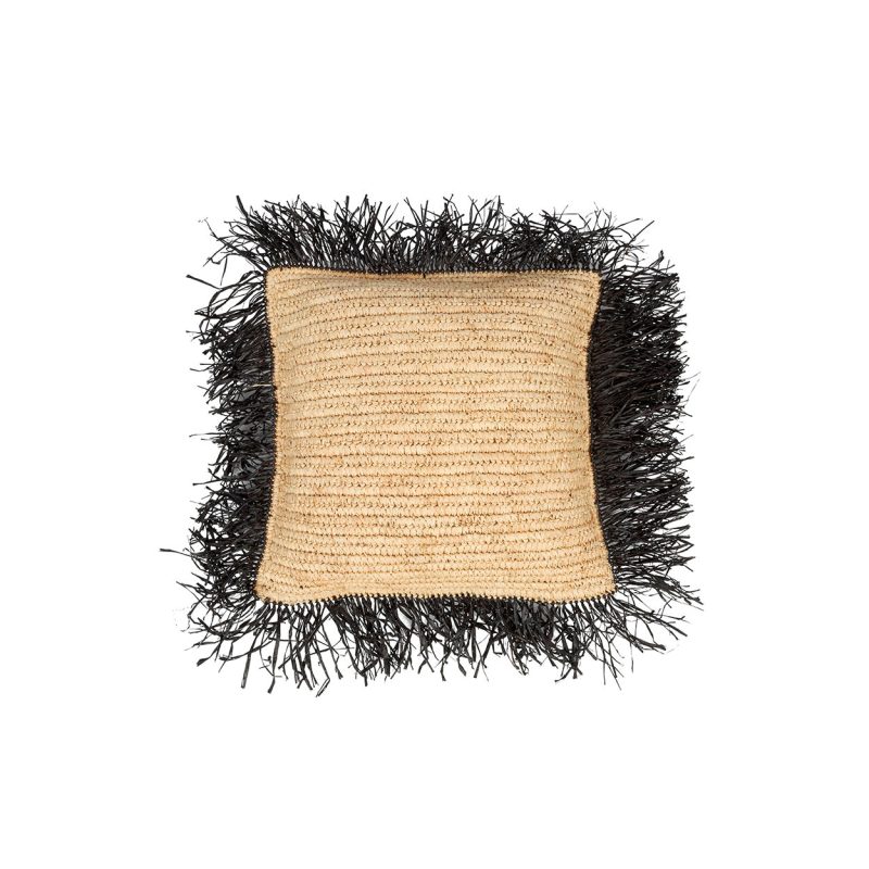 The Raffia Cushion Cover Square, Natural Black, 40x40
