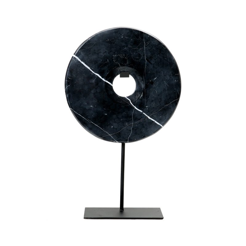 The Marble Disc on Stand, Black, L
